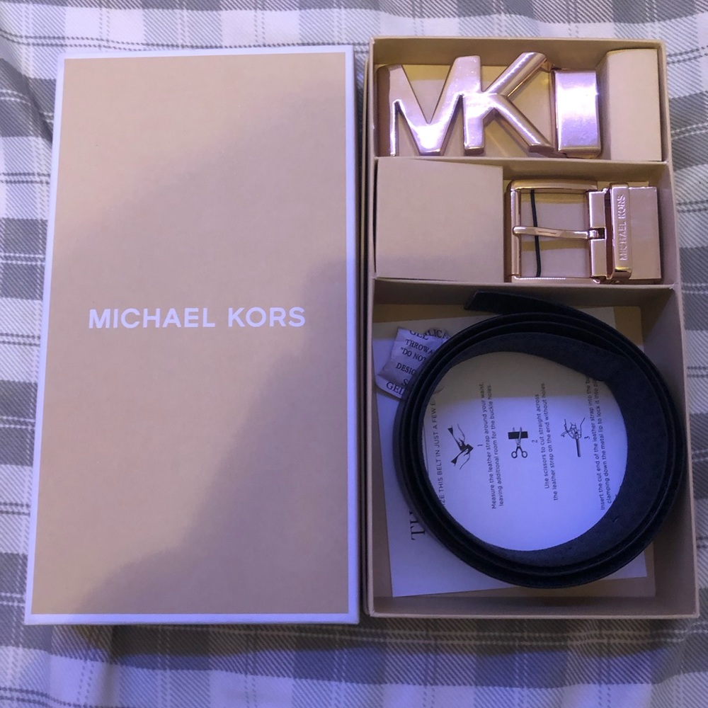 Michael Kors reversible belt cut to size, 2 buckles